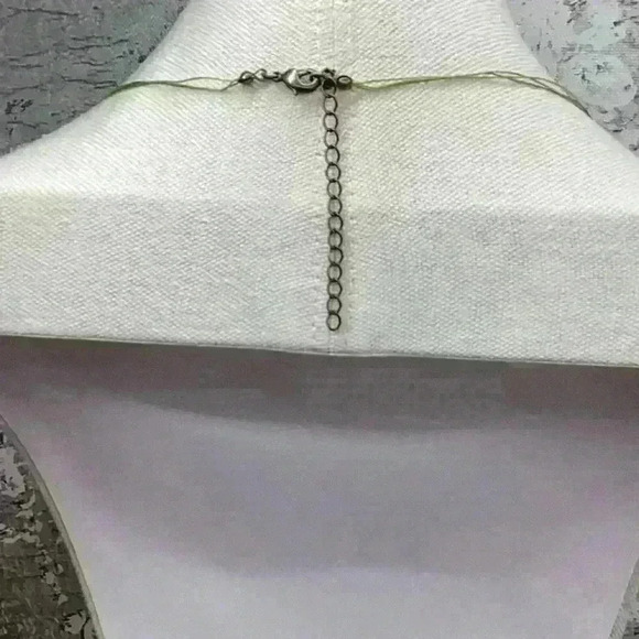 Vintage Cloisonné and Green Glass Beaded Wire Necklace - Picture 2 of 4